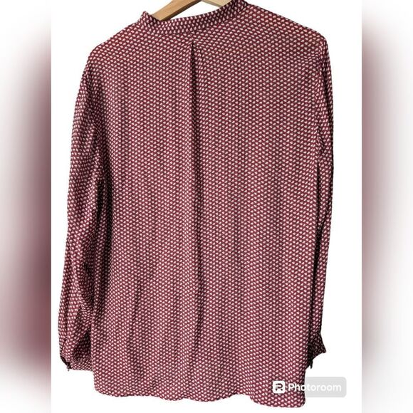 Massimo Dutti silk blend burgundy shirt size Large - Picture 6 of 15